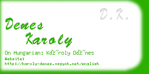 denes karoly business card